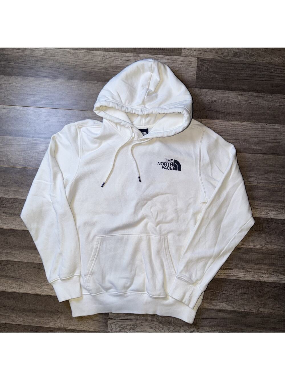The North Face Hoodie Mens Small White Pullover Back Box Logo Fleece Sweatshirt